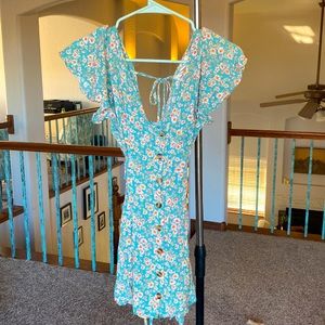 XS Band of Gypsies Maxi Dress with white, red, and yellow flowers